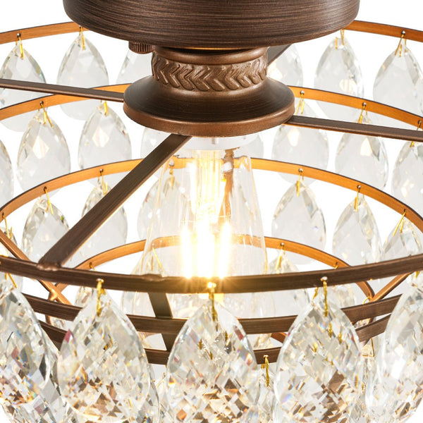 Thehouselights - Teardrop Crystal Tiered Flush Mount Ceiling Light - Ceiling Light - Black - 