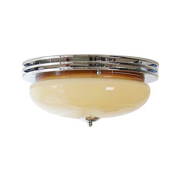Thehouselights - Traditional French Round Glass LED Flush Mount Ceiling - Ceiling Light - Beige - 