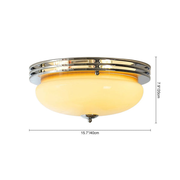 Thehouselights - Traditional French Round Glass LED Flush Mount Ceiling - Ceiling Light - Beige - 