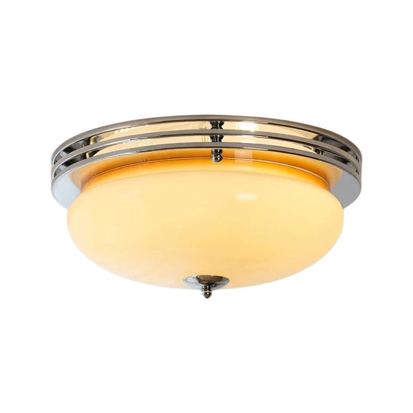 Thehouselights - Traditional French Round Glass LED Flush Mount Ceiling - Ceiling Light - Beige - 