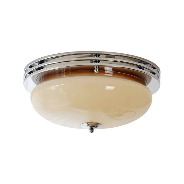 Thehouselights - Traditional French Round Glass LED Flush Mount Ceiling - Ceiling Light - Beige - 