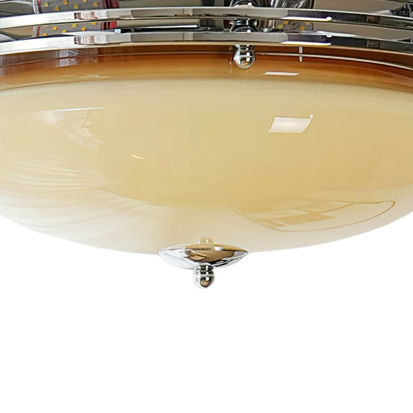 Thehouselights - Traditional French Round Glass LED Flush Mount Ceiling - Ceiling Light - Beige - 