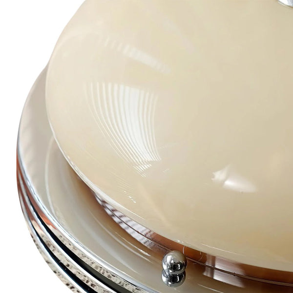 Thehouselights - Traditional French Round Glass LED Flush Mount Ceiling - Ceiling Light - Beige - 