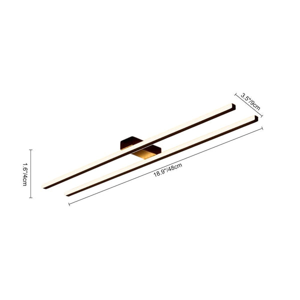 Thehouselights - Two Strips LED Black Flush Mount - Ceiling Light - 2 - Light - 