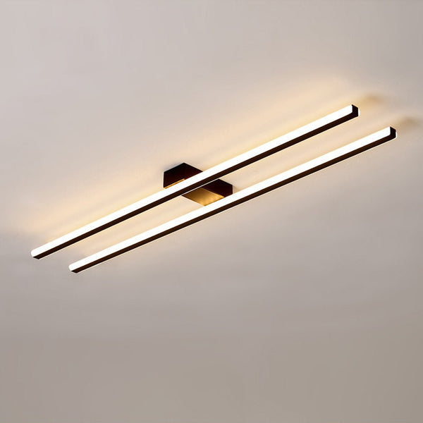 Thehouselights - Two Strips LED Black Flush Mount - Ceiling Light - 2 - Light - 