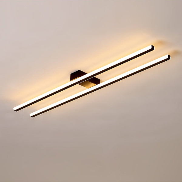 Thehouselights - Two Strips LED Black Flush Mount - Ceiling Light - 2 - Light - 