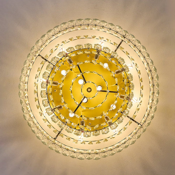 Thehouselights - Two - tier Crystal Glass Chandelier Raindrop Flush Mount Ceiling - Ceiling Light - 80 cm. - 