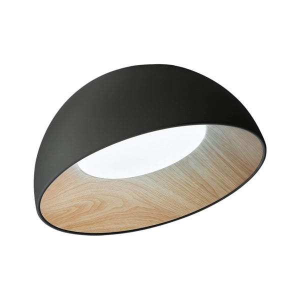 Thehouselights-Wood Grain Bowl LED Flush Mount Dome Close To Ceiling Light Track Light-Ceiling Light-Black-50 cm.
