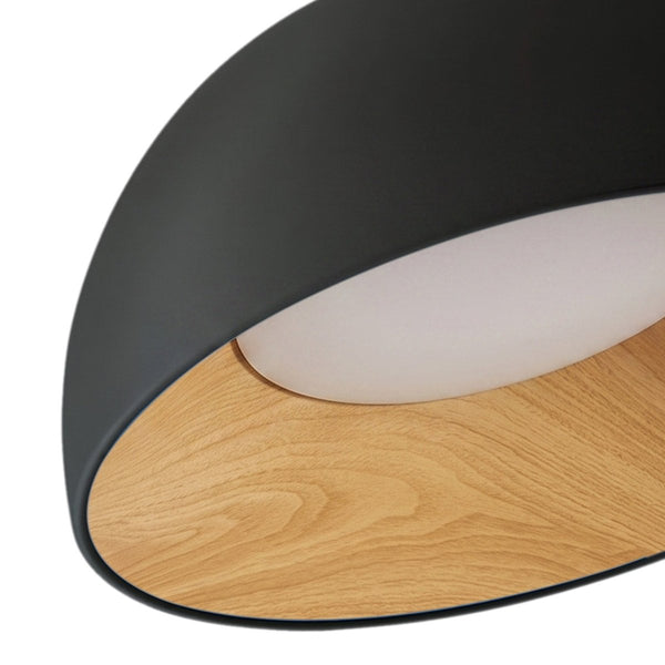 Thehouselights-Wood Grain Bowl LED Flush Mount Dome Close To Ceiling Light Track Light-Ceiling Light-Black-50 cm.