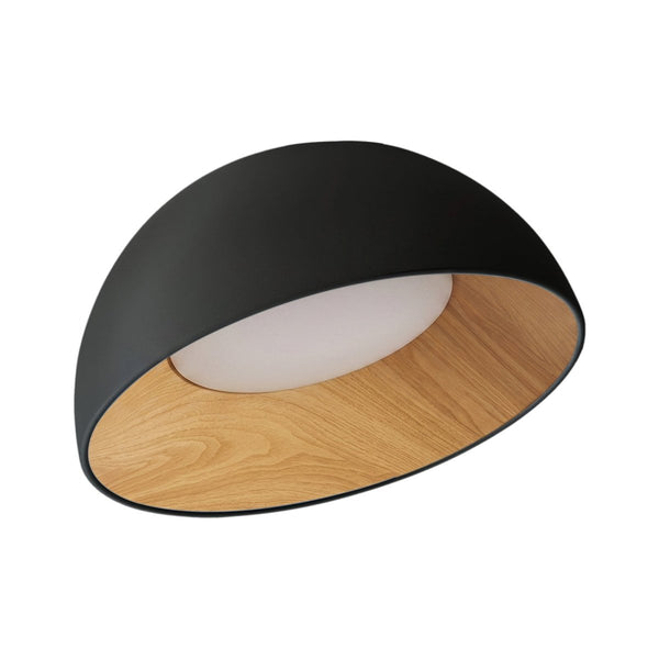 Thehouselights-Wood Grain Bowl LED Flush Mount Dome Close To Ceiling Light Track Light-Ceiling Light-Black-50 cm.