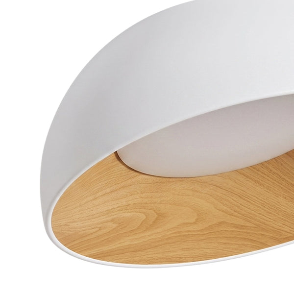 Thehouselights-Wood Grain Bowl LED Flush Mount Dome Close To Ceiling Light Track Light-Ceiling Light-White-50 cm.