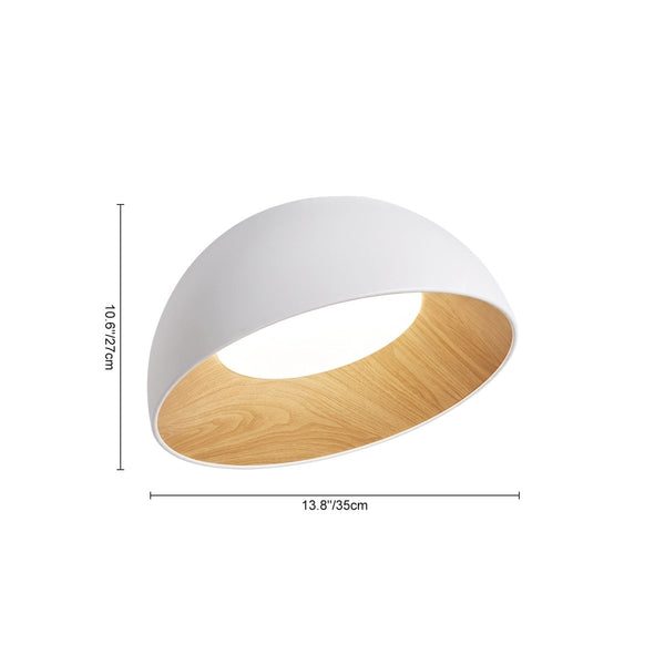 Thehouselights-Wood Grain Bowl LED Flush Mount Dome Close To Ceiling Light Track Light-Ceiling Light-White-50 cm.