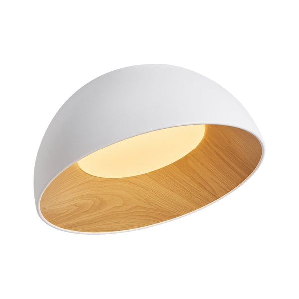 Thehouselights-Wood Grain Bowl LED Flush Mount Dome Close To Ceiling Light Track Light-Ceiling Light-White-50 cm.