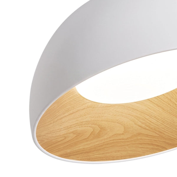 Thehouselights-Wood Grain Bowl LED Flush Mount Dome Close To Ceiling Light Track Light-Ceiling Light-White-50 cm.