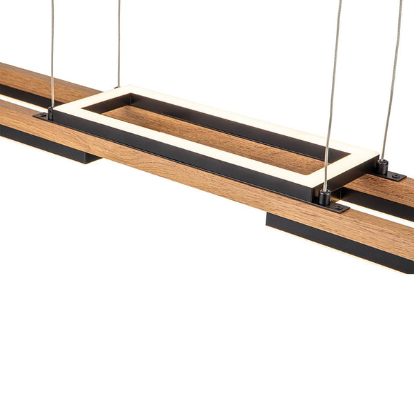 Thehouselights-Wooden LED Linear Island Chandelier-Ceiling Light-3-Light-