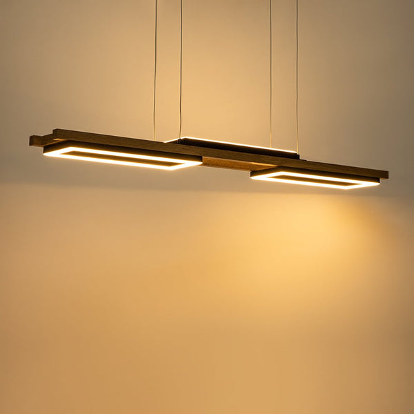 Thehouselights-Wooden LED Linear Island Chandelier-Ceiling Light-3-Light-