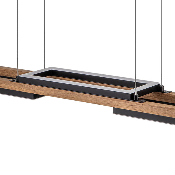 Thehouselights-Wooden LED Linear Island Chandelier-Ceiling Light-3-Light-