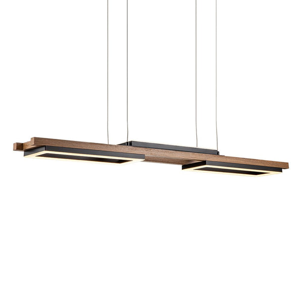 Thehouselights-Wooden LED Linear Island Chandelier-Ceiling Light-3-Light-