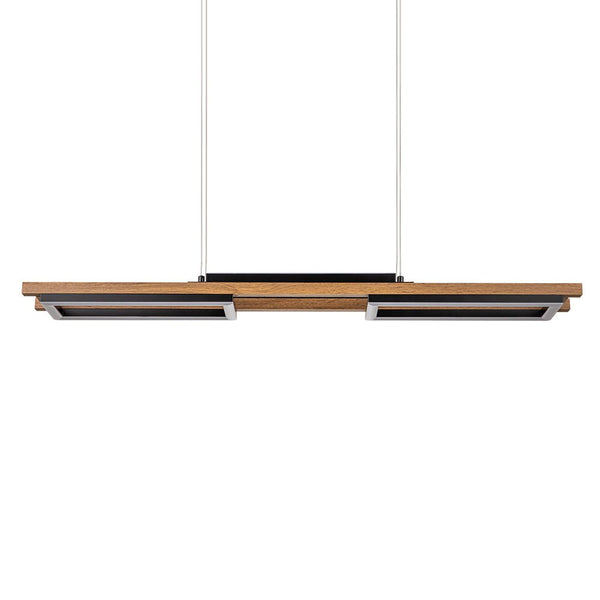 Thehouselights-Wooden LED Linear Island Chandelier-Ceiling Light-3-Light-