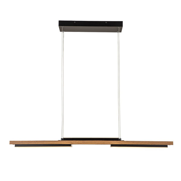 Thehouselights-Wooden LED Linear Island Chandelier-Ceiling Light-3-Light-