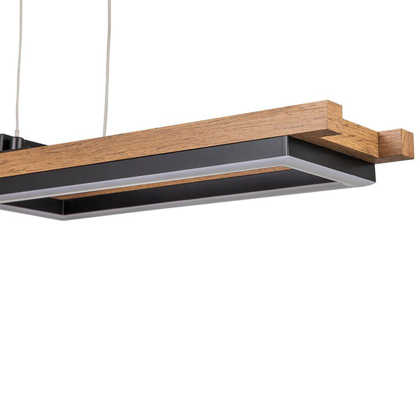 Thehouselights-Wooden LED Linear Island Chandelier-Ceiling Light-3-Light-