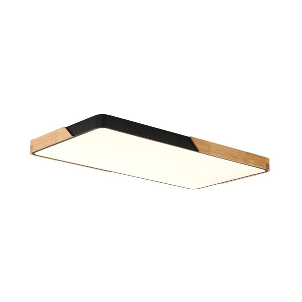 Thehouselights - Wooden Rectangle Dimmable LED Flush Mount Ceiling Light - Flush Mount - White - 