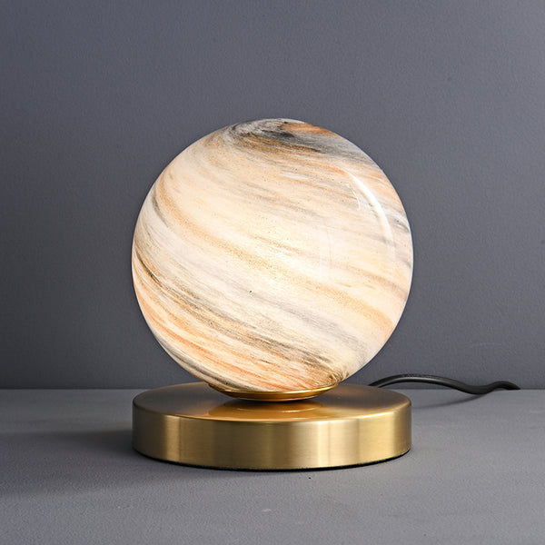 Ball-Tischlampe mit Marmorglasschirm