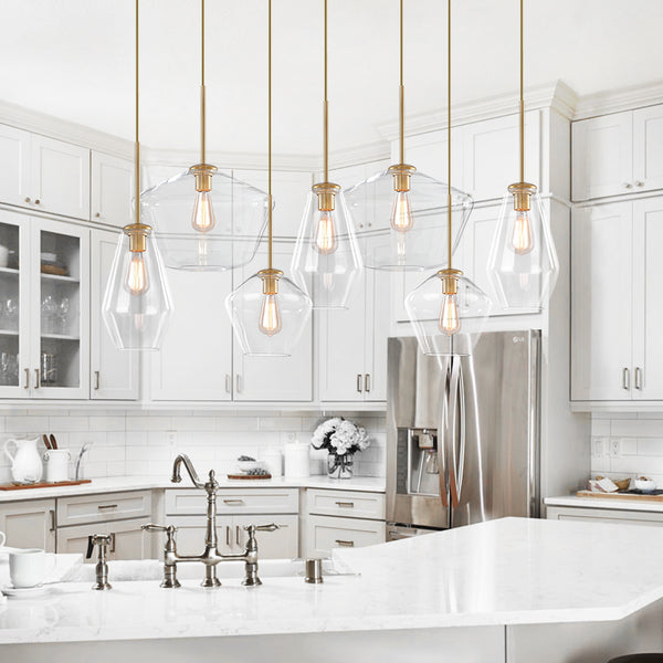 7-Light Cluster Clear Glass Geometric Pendant Light - Thehouselights