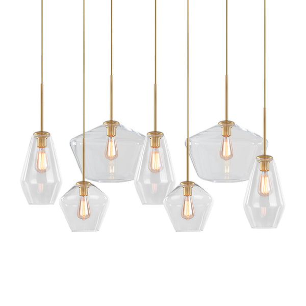 7-Light Cluster Clear Glass Geometric Pendant Light - Thehouselights