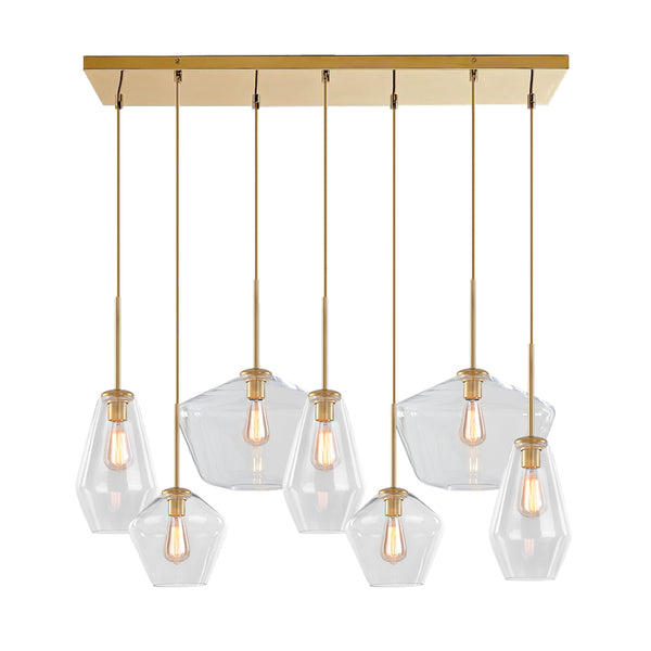 7-Light Cluster Clear Glass Geometric Pendant Light - Thehouselights