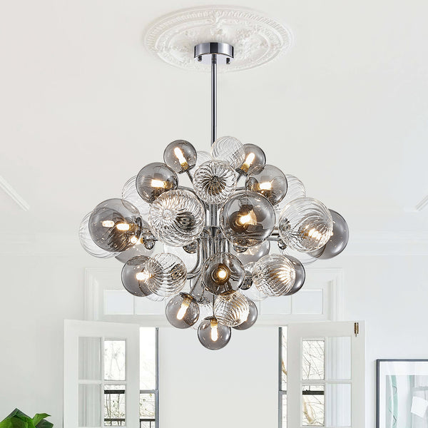 8/18 Light Cluster Bubble Grape Glass Chandelier