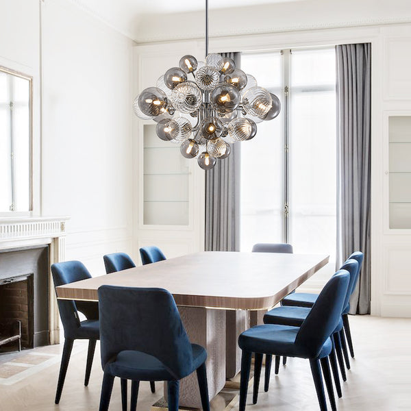 8/18 Light Cluster Bubble Grape Glass Chandelier