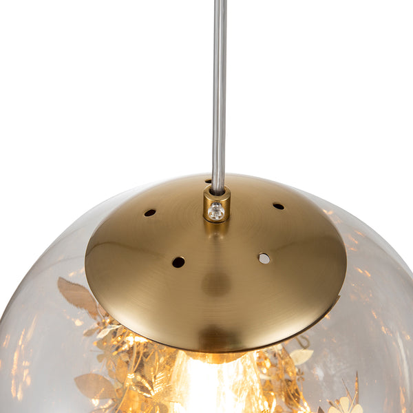 Glass Ball Pendant Lighting with Branching Leaves Design