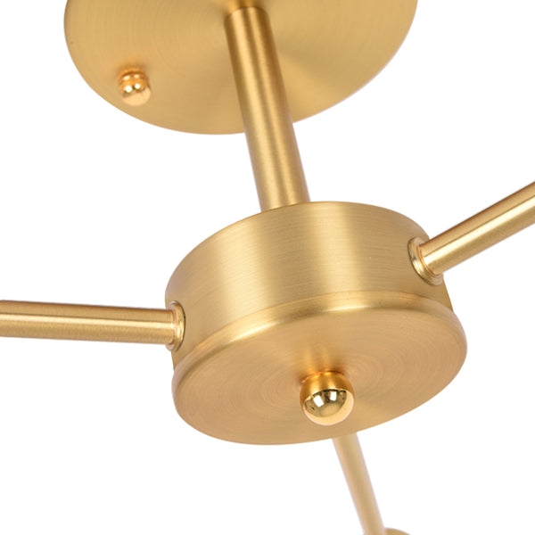 Mid-Century Sputnik Brass Semi Flush Mount Chandelier - Thehouselights