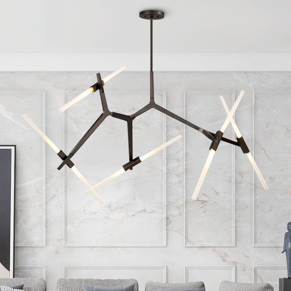 Moderner Mid-Century-Kronleuchter aus Glas mit 10 Leuchten 
