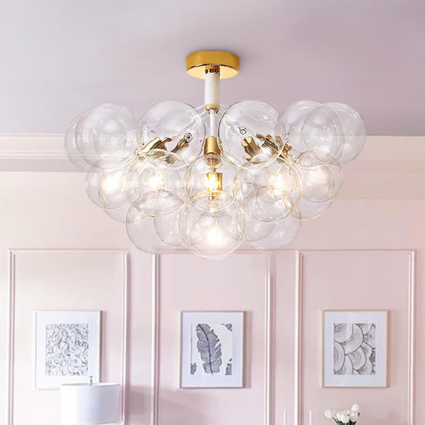 Modern Bubble Glass Chandelier / Semi Flush Mount