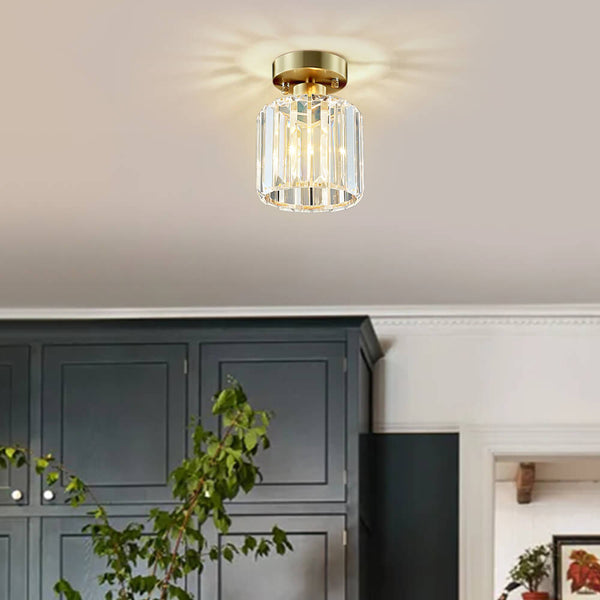 Thehouselights-Simple Crystal Ceiling Light Flush Mount-Ceiling Light--