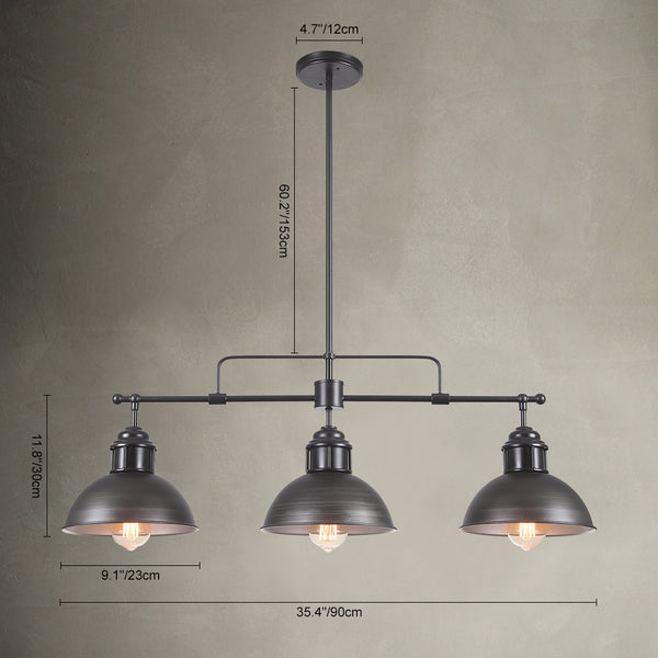 Industrial Kitchen 3-Light Dome Pendant Light - Thehouselights