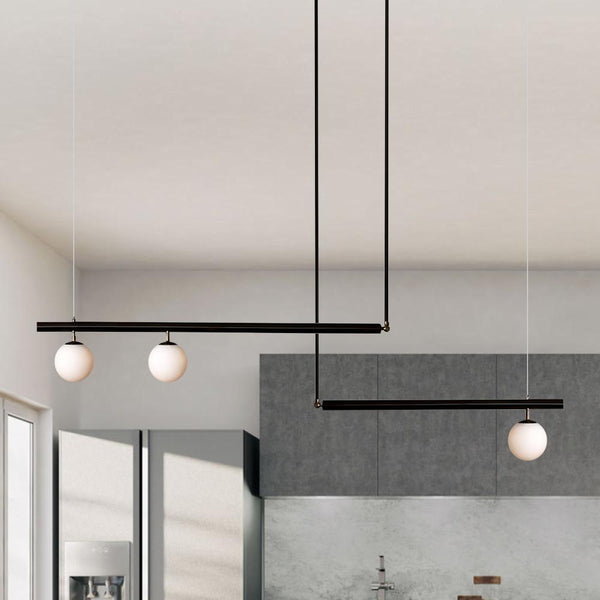 Kitchen Lightie-3-Light Linear Kitchen Chandelier-Chandelier-Black-1 bulb