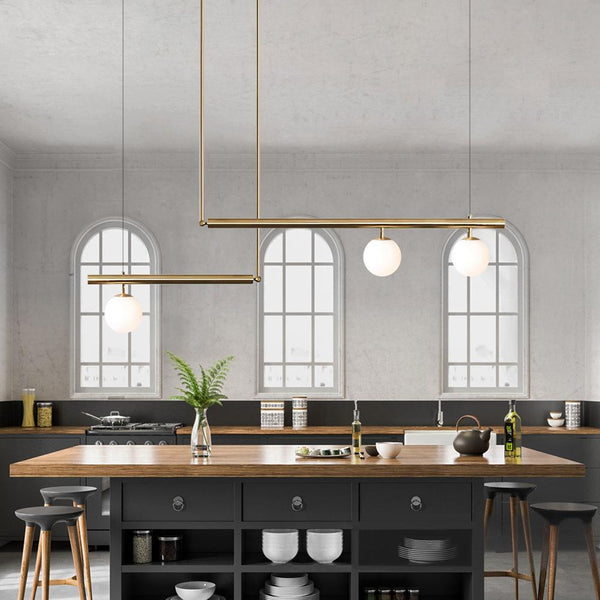 Kitchen Lightie-3-Light Linear Kitchen Chandelier-Chandelier-Black-1 bulb