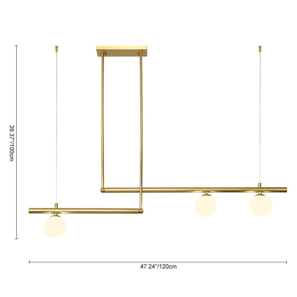 Kitchen Lightie-3-Light Linear Kitchen Chandelier-Chandelier-Brass-3 bulbs