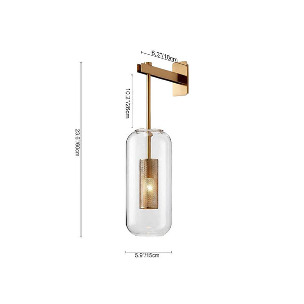 Kitchen Lightie-Mid-Century Modern 1-Light Glass Cylinder Wall Light Fixture-Wall Lights-Black-