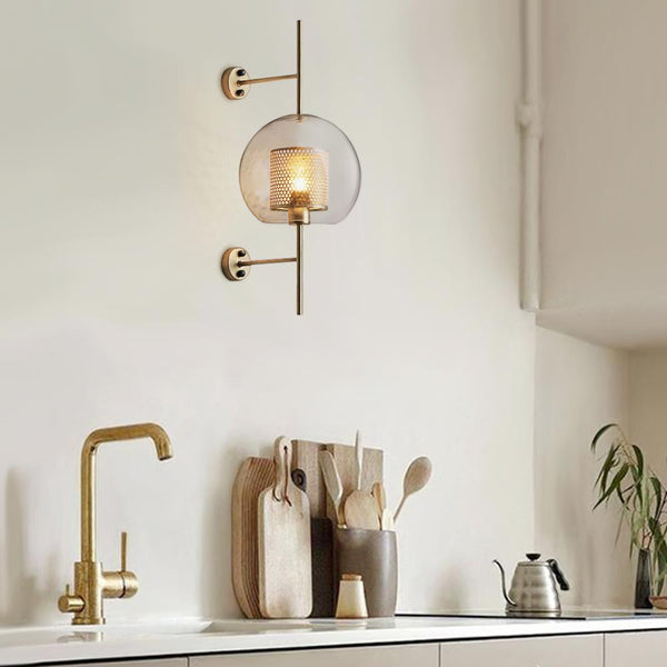 Kitchen Lightie-Mid-Century Modern 1-Light Gold/Silver Glass Globe Wall Sconce-Wall Lights-Silver-