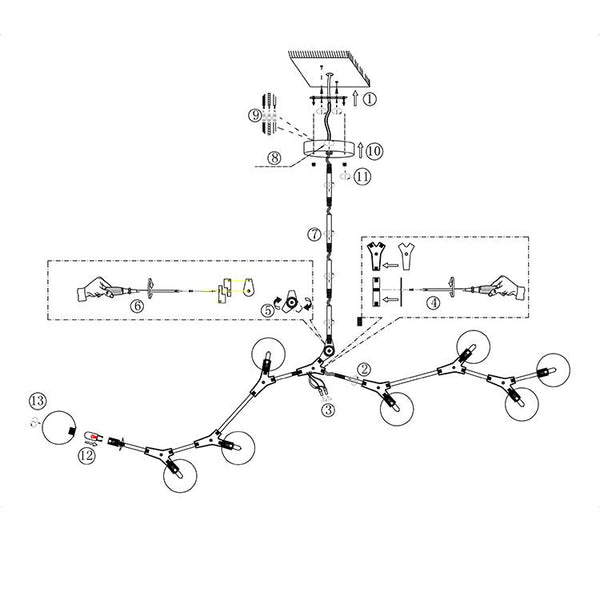Kitchen Lightie-Modern 8-Light Brass Chandelier-Chandelier-Gold-