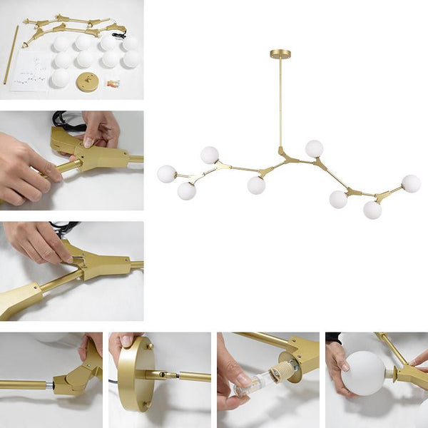 Kitchen Lightie-Modern 8-Light Brass Chandelier-Chandelier-Gold-