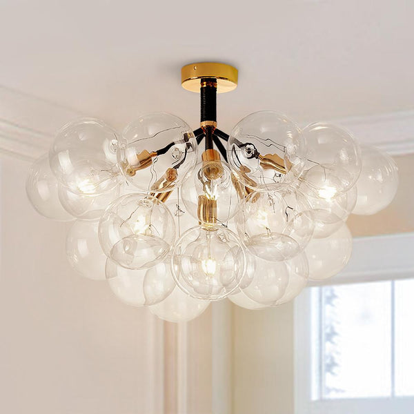 Kitchen Lightie-Modern Bubble Glass Chandelier / Semi Flush Mount-Chandelier-Semi Flush Mount-Black
