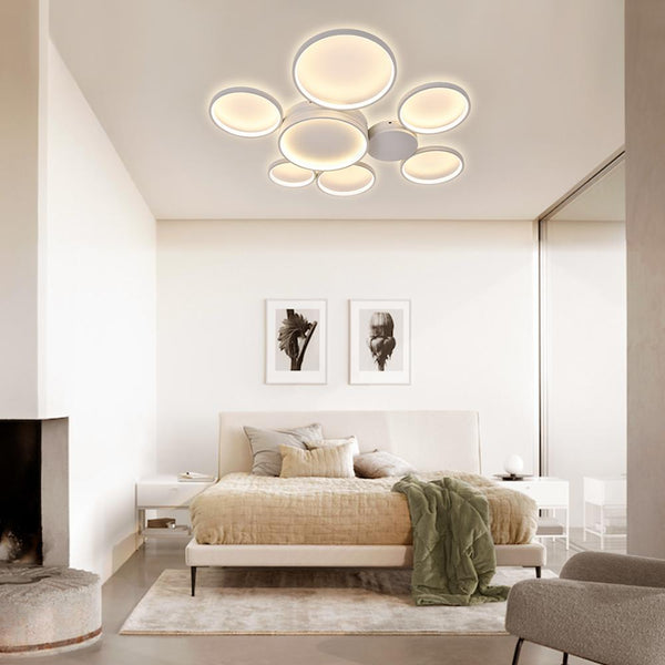 Kitchen Lightie-Modern LED 3/4/5/7 Rings Ceiling Light Flush Mount-Flush Mount-3 Bulbs-White Cool