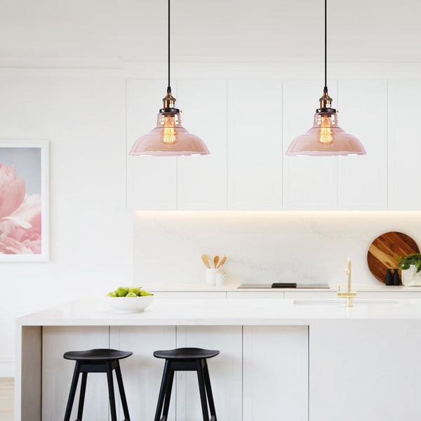 Kitchens Lightie-Industrial Antique Dome Amber Clear Glass Pendant Lighting-Pendants--