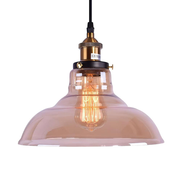 Kitchens Lightie-Industrial Antique Dome Amber Clear Glass Pendant Lighting-Pendants--