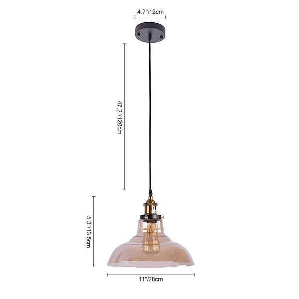Kitchens Lightie-Industrial Antique Dome Amber Clear Glass Pendant Lighting-Pendants--